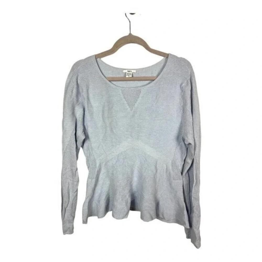 Bar III Womens Light Blue Peplum Long Sleeve Ribbed Knit‎ Sweater XL